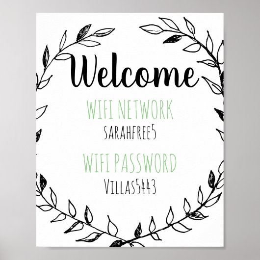 カスタマイズ可能なようこそWifiパスワードの署名 ポスター (正面)
