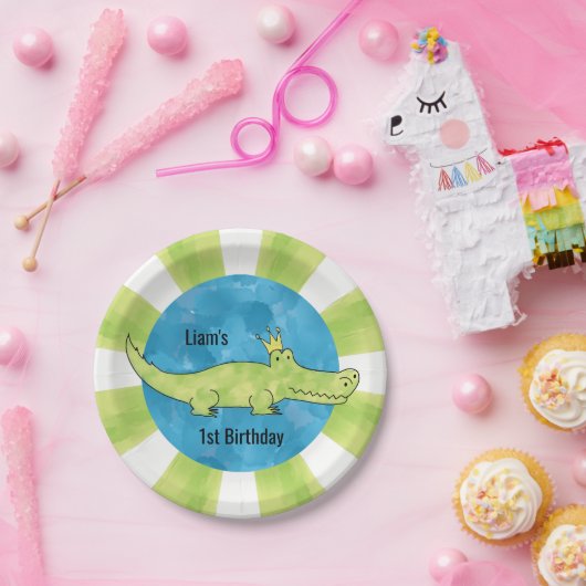 カスタマイズ可能なわに第1誕生日の紙皿 ペーパープレート (パーティー)