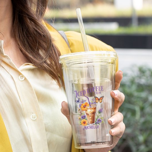 カスタマイズ可能なアイスコーヒクラブヴィンテージ蝶 アクリルタンブラー