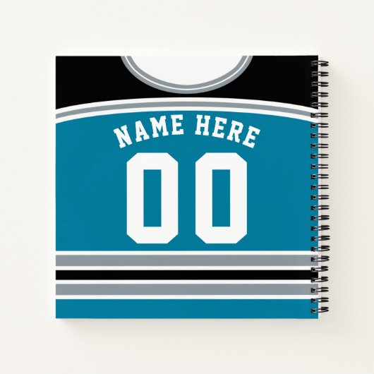 カスタマイズ可能なアイスホッケージャージーテンプレートノートブック ノートブック (裏面)