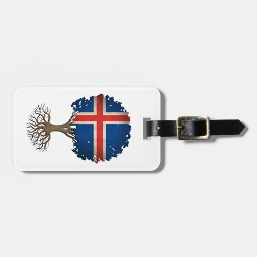 カスタマイズ可能なアイスランドの旗の生命の樹 ラゲッジタグ (正面横)