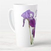 カスタマイズ可能なアイリスガール名パープル春の花 カフェラテマグ (左アングル)
