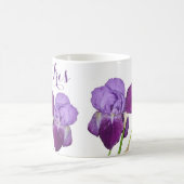 カスタマイズ可能なアイリスガール名パープル春の花 コーヒーマグカップ (中央)