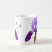 カスタマイズ可能なアイリスガール名パープル春の花 コーヒーマグカップ (中央)