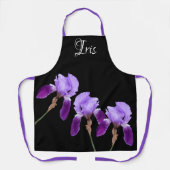 カスタマイズ可能なアイリス名かわいらし紫色のアイリスフローラ エプロン (正面)