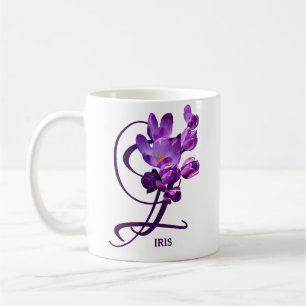 カスタマイズ可能なアイリス名パープル春の花boho コーヒーマグカップ