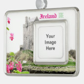 カスタマイズ可能なアイルランド旅行クリスマスのオーナメント シルバープレートフレームオーナメント (左)