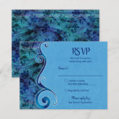 カスタマイズ可能なアクアブルーのRSVPカード 出欠カード (正面/裏面)