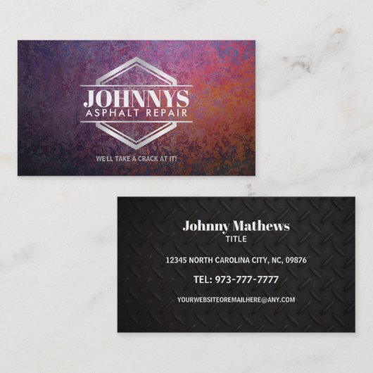 カスタマイズ可能なアスファルト修理名刺 名刺 (正面/裏面)