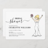 カスタマイズ可能なアバターブライダルシャワー|ヘアアップ 招待状 (正面/裏面)