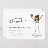 カスタマイズ可能なアバターブライダルシャワー|長い髪 招待状 (正面/裏面)