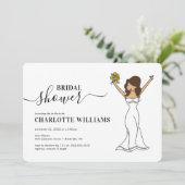 カスタマイズ可能なアバターブライダルシャワー|長い髪 招待状 (スタンド正面)