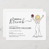 カスタマイズ可能なアバターブライダルブランチ | 巻き毛 招待状 (正面/裏面)