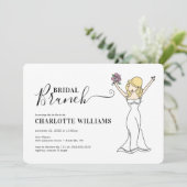 カスタマイズ可能なアバターブライダルブランチ |長い髪 招待状 (スタンド正面)