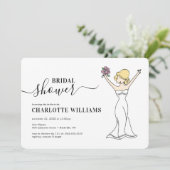 カスタマイズ可能なアバター ブライダルシャワー | ヘアアップ 招待状 (スタンド正面)