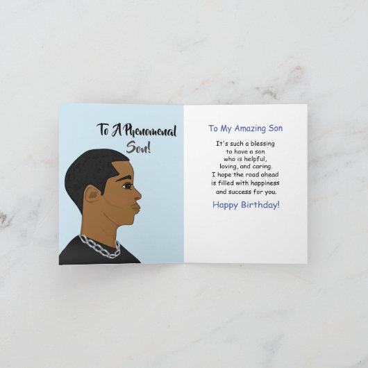 カスタマイズ可能なアフリカ系アメリカンソン誕生日 カード (内部)