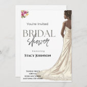 カスタマイズ可能なアフリカ系アメリカンブライドブライダルシャワー 招待状 (正面/裏面)