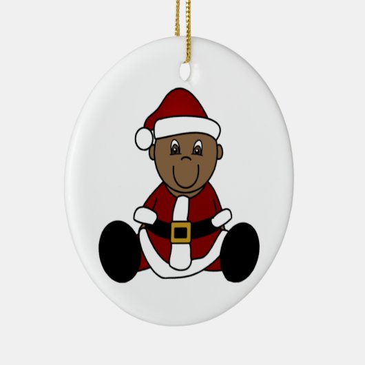カスタマイズ可能なアフリカ系アメリカ人ベビーサンタオーナメント セラミックオーナメント (右)