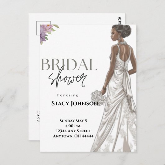 カスタマイズ可能なアフリカ系アメリカ人花嫁のブライズシャワー ポストカード (正面/裏面)