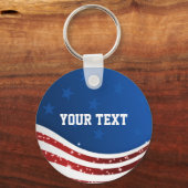 カスタマイズ可能なアメリカのテーマスターとストライプ キーホルダー (正面)