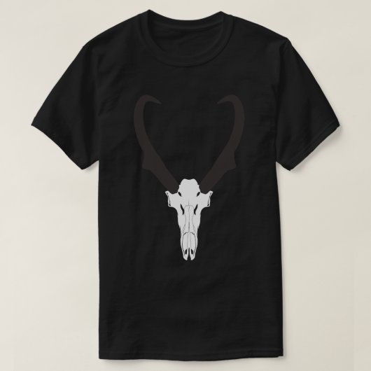 カスタマイズ可能なアメリカプロングホーンの頭蓋骨 Tシャツ (デザイン正面)