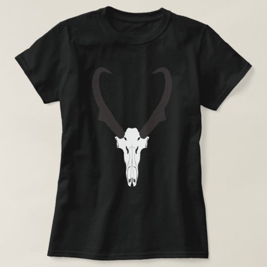 カスタマイズ可能なアメリカプロングホーンの頭蓋骨 Tシャツ (デザイン正面)