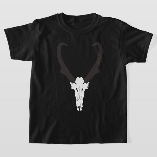 カスタマイズ可能なアメリカプロングホーンの頭蓋骨 Tシャツ (レイダウン)