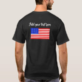 カスタマイズ可能なアメリカ国旗 ダークTシャツ Tシャツ (裏面)