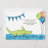 カスタマイズ可能なアリゲータ1日目の誕生日招待状 招待状 (正面)