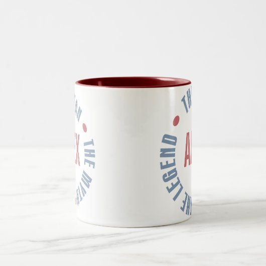 カスタマイズ可能なアレックスの人の神話の伝説 ツートーンマグカップ (中央)