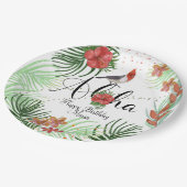 カスタマイズ可能なアロハ熱帯誕生日パーティー ペーパープレート (アングル)