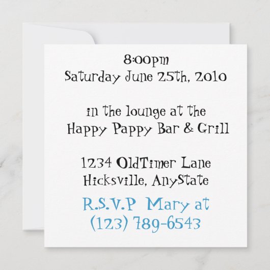 カスタマイズ可能なアンティークカー退職パーティー招待状 招待状 (裏面)