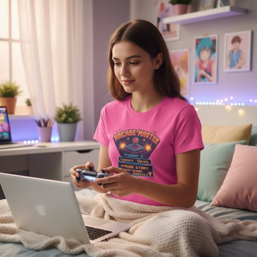 カスタマイズ可能なアーケードマスター レトロゲーマー Tシャツ