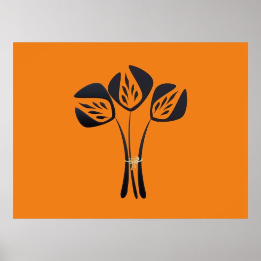 カスタマイズ可能なアールデコスタイルブーケレッド ポスター (正面)