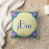 カスタマイズ可能なアールヌーボーモノグラム枕 クッション (ブランケット)