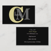 カスタマイズ可能なイエローモノグラム名刺 名刺 (正面/裏面)