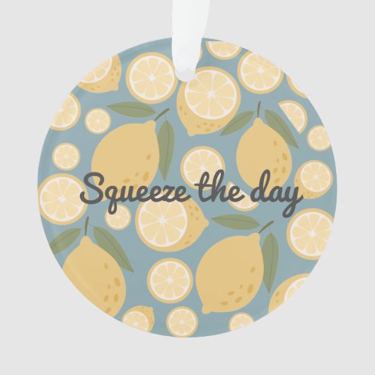 カスタマイズ可能なイエローレモンシームレスパターン オーナメント (正面)