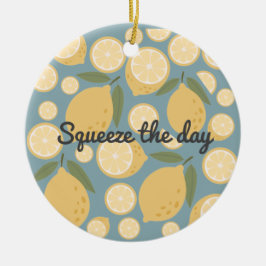 カスタマイズ可能なイエローレモンシームレスパターン セラミックオーナメント