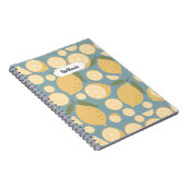 カスタマイズ可能なイエローレモンシームレスパターン ノートブック (右側)
