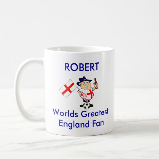 カスタマイズ可能なイギリスのサッカーファン コーヒーマグカップ (左)