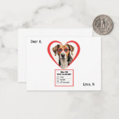 カスタマイズ可能なイギリスのフォックスハウンドのバレンタイン ノートカード (正面/裏面インサイチュ)