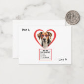 カスタマイズ可能なイギリス産フォックスハウンド犬のバレンタインカード ノートカード (正面/裏面インサイチュ)