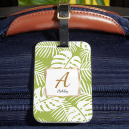 カスタマイズ可能なイニシャルの離れ緑の ラゲッジタグ