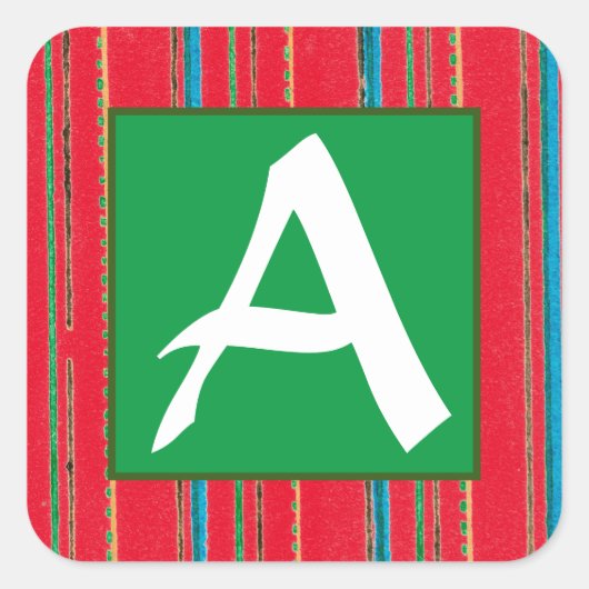 カスタマイズ可能なイニシャルクリスマスシール スクエアシール (正面)