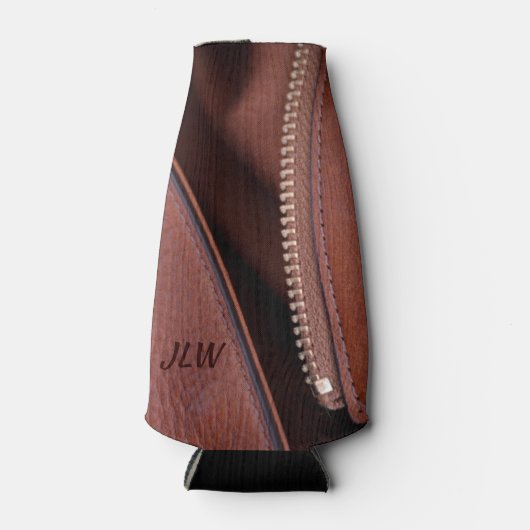 カスタマイズ可能なイニシャル付き解凍レザー ボトルクーラー (正面)