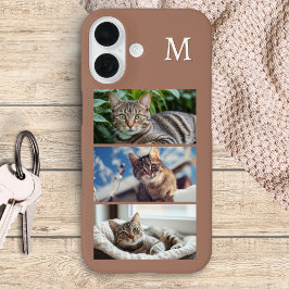 カスタマイズ可能なイニシャル入り猫の写真ギャラリー iPhone 16ケース