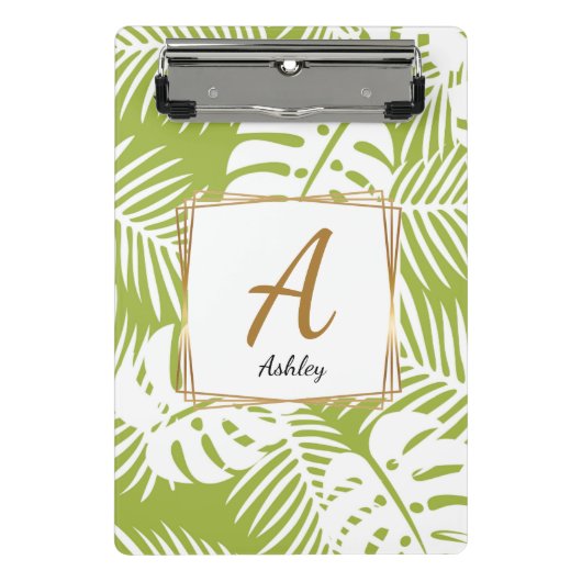 カスタマイズ可能なイニシャル緑のiPadカバーミニクリブ ミニクリップボード (正面)