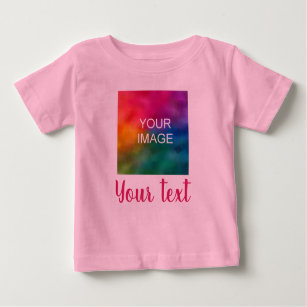 カスタマイズ可能なイメージとスクリプト文字ピンクテンプレート ベビーTシャツ