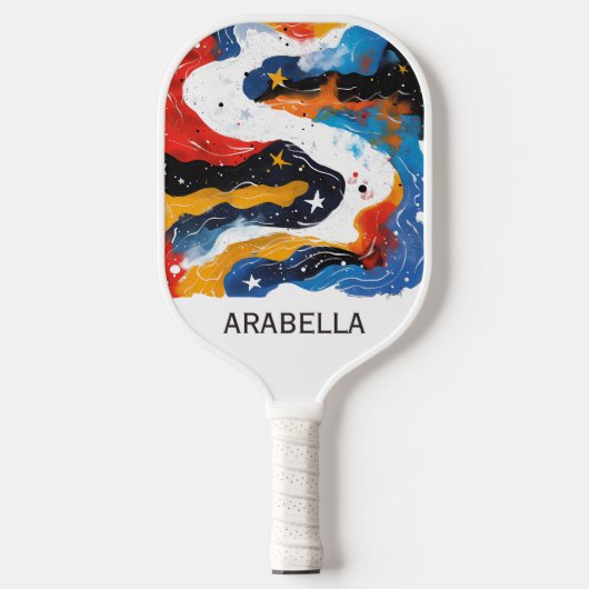 カスタマイズ可能なインスパイア銀河系宇宙抽象芸術 ピックルボールラケット (正面)