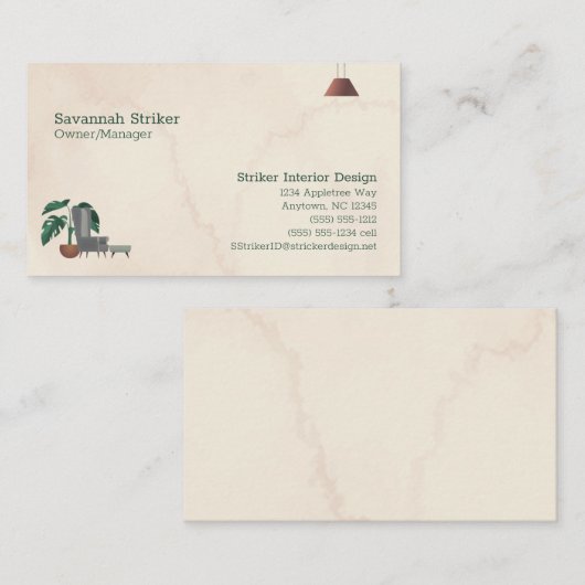 カスタマイズ可能なインテリアデザイン8ライン 名刺 (正面/裏面)